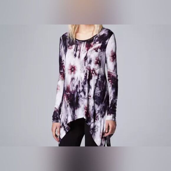 Simply Vera Vera Wang Handkerchief Top Size Large Floral Romantic Artsy - Picture 1 of 5
